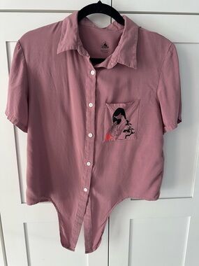 Disney Rose Pink Logo Tee with Black Print